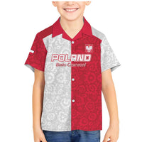 Custom Poland Football Family Matching Mermaid Dress and Hawaiian Shirt White-Reds Floral Polish Pattern - Wonder Print Shop