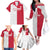 Custom Poland Football Family Matching Off The Shoulder Long Sleeve Dress and Hawaiian Shirt White-Reds Floral Polish Pattern - Wonder Print Shop