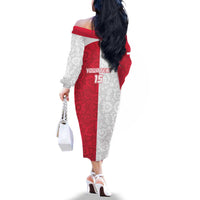 Custom Poland Football Family Matching Off The Shoulder Long Sleeve Dress and Hawaiian Shirt White-Reds Floral Polish Pattern - Wonder Print Shop