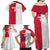 Custom Poland Football Family Matching Off Shoulder Maxi Dress and Hawaiian Shirt White-Reds Floral Polish Pattern - Wonder Print Shop