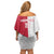 Custom Poland Football Family Matching Off Shoulder Short Dress and Hawaiian Shirt White-Reds Floral Polish Pattern - Wonder Print Shop