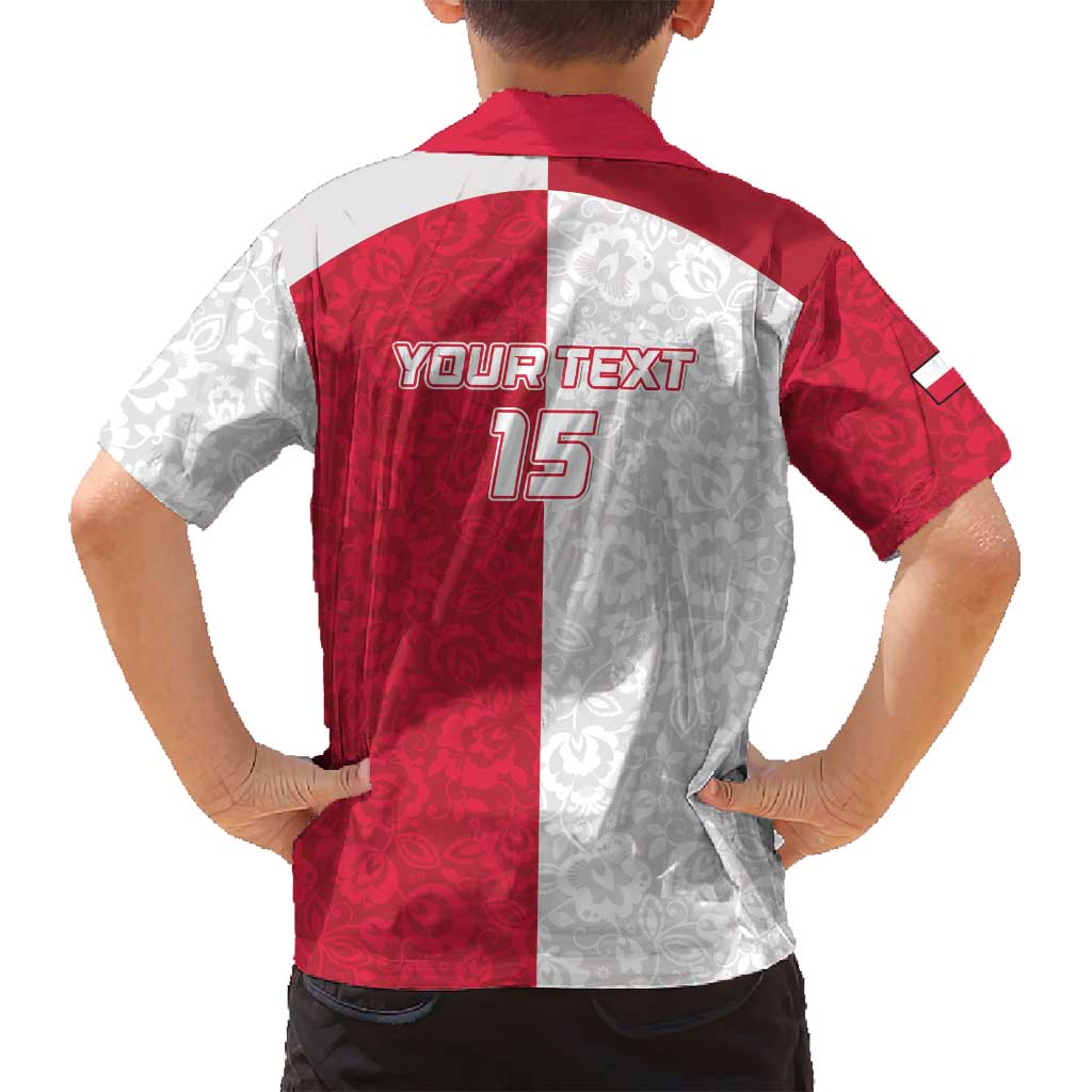 Custom Poland Football Family Matching Puletasi and Hawaiian Shirt White-Reds Floral Polish Pattern - Wonder Print Shop