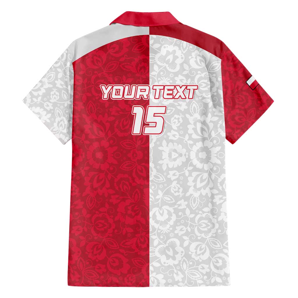 Custom Poland Football Family Matching Puletasi and Hawaiian Shirt White-Reds Floral Polish Pattern - Wonder Print Shop