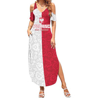 Custom Poland Football Family Matching Summer Maxi Dress and Hawaiian Shirt White-Reds Floral Polish Pattern - Wonder Print Shop