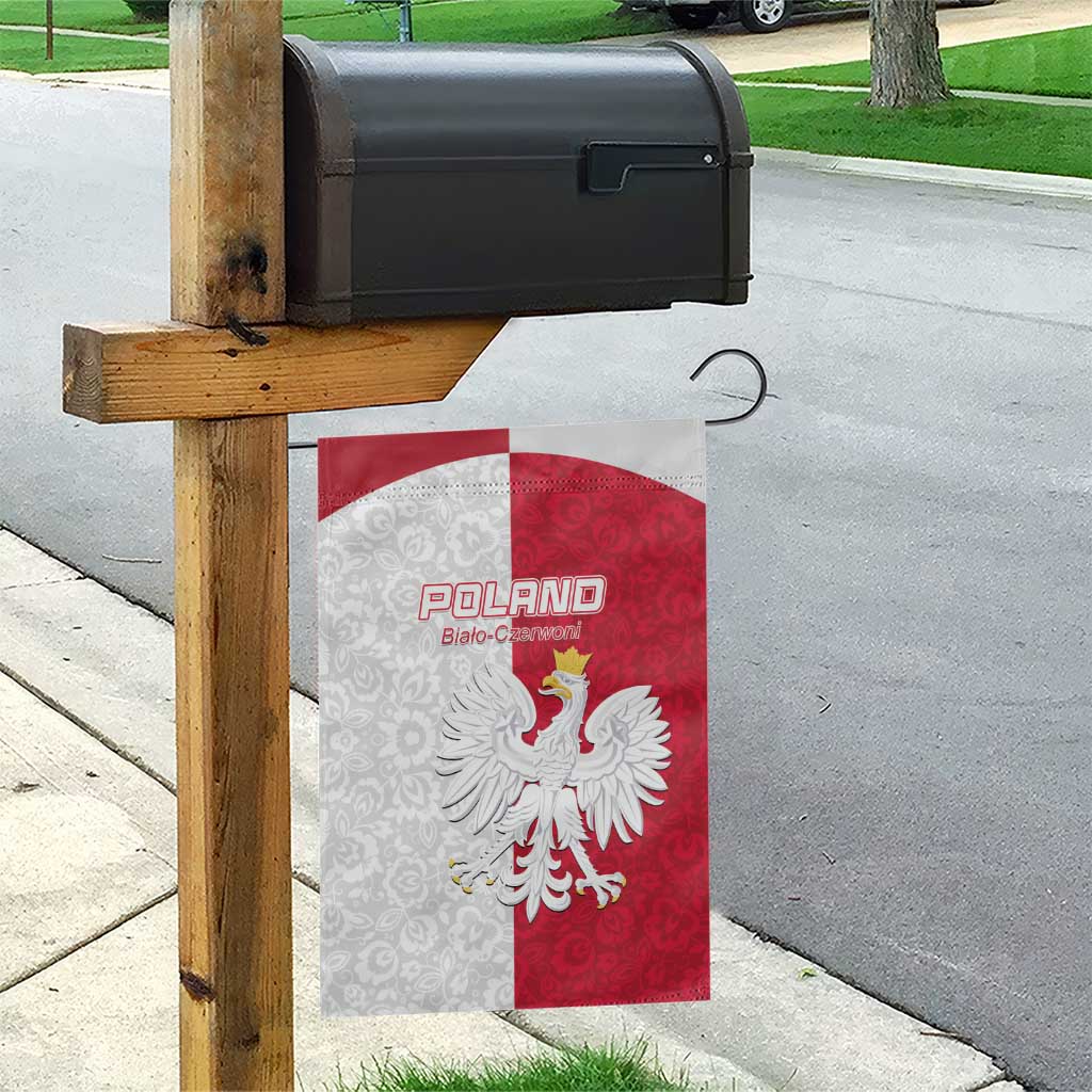 Poland Football Garden Flag White-Reds Floral Polish Pattern - Wonder Print Shop