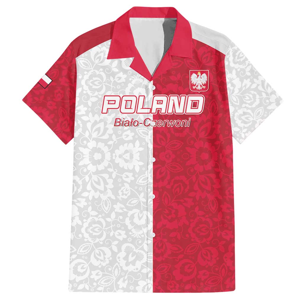 Custom Poland Football Hawaiian Shirt White-Reds Floral Polish Pattern - Wonder Print Shop