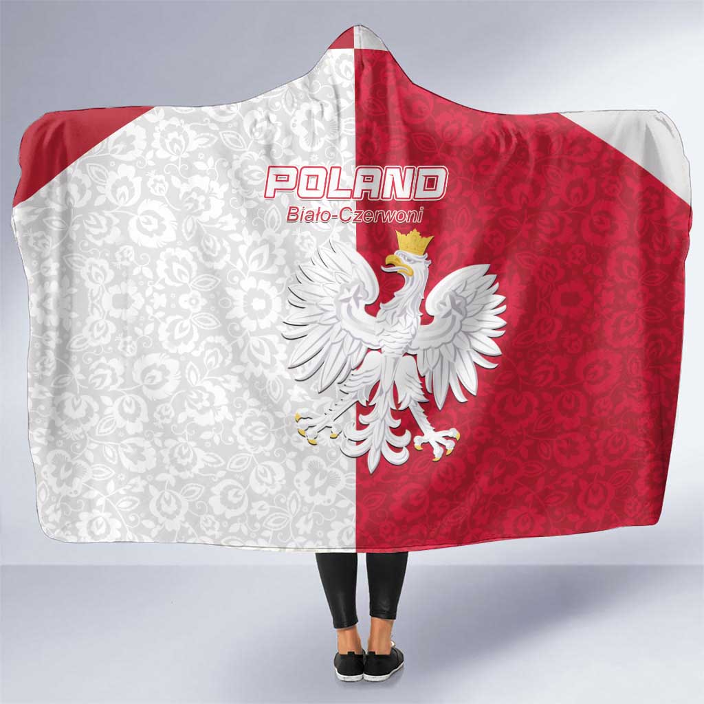 Poland Football Hooded Blanket White-Reds Floral Polish Pattern - Wonder Print Shop