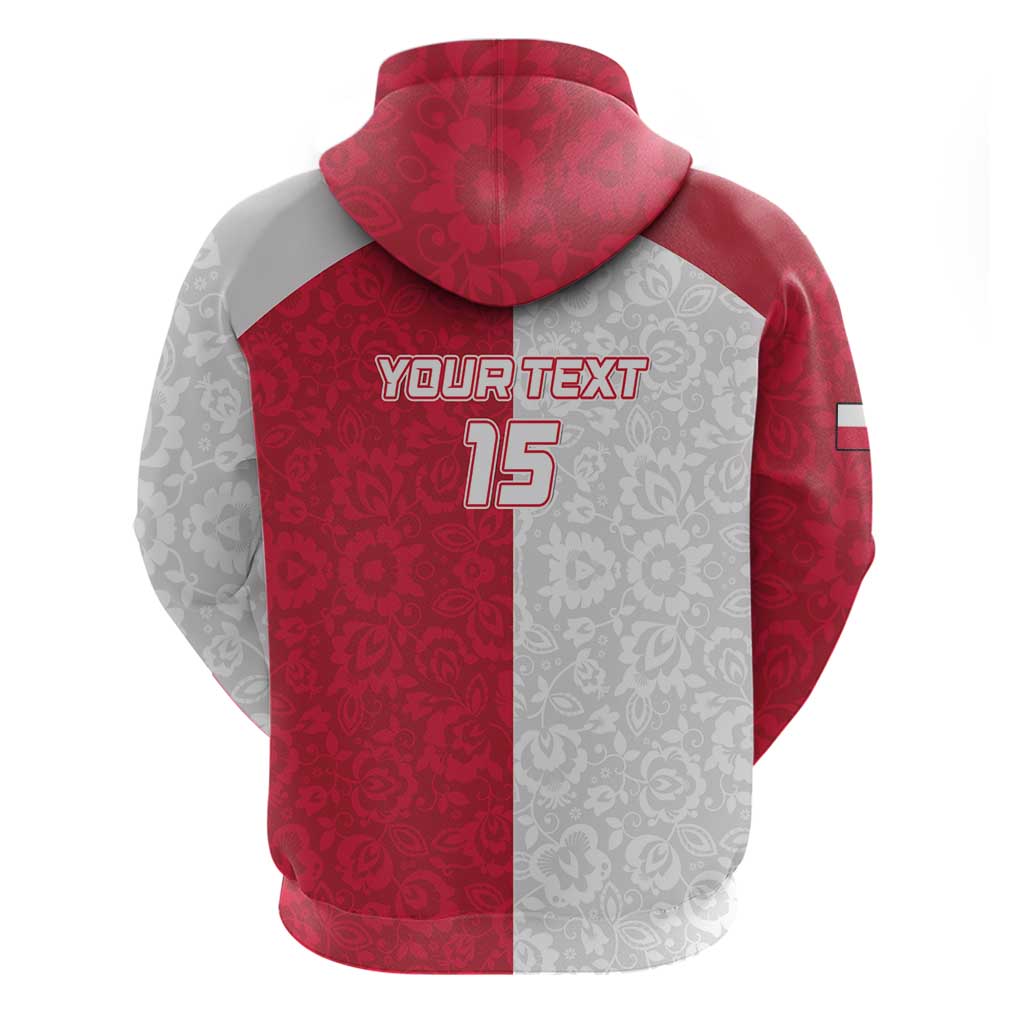 Custom Poland Football Hoodie White-Reds Floral Polish Pattern - Wonder Print Shop