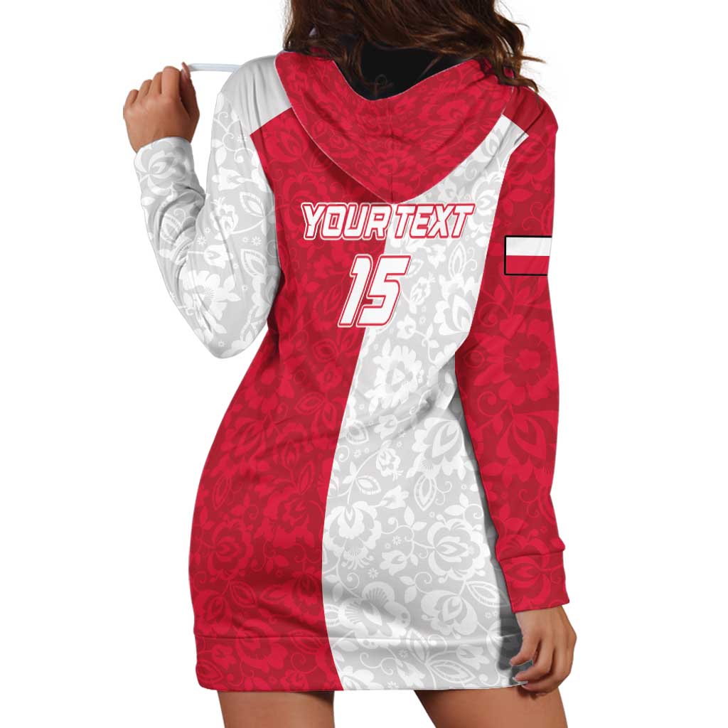 Custom Poland Football Hoodie Dress White-Reds Floral Polish Pattern - Wonder Print Shop