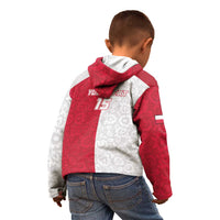 Custom Poland Football Kid Hoodie White-Reds Floral Polish Pattern - Wonder Print Shop
