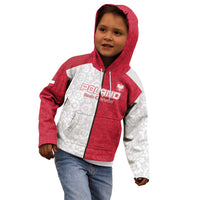 Custom Poland Football Kid Hoodie White-Reds Floral Polish Pattern - Wonder Print Shop
