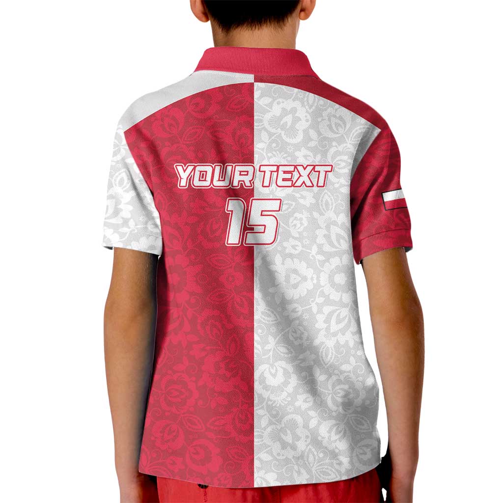 Custom Poland Football Kid Polo Shirt White-Reds Floral Polish Pattern - Wonder Print Shop