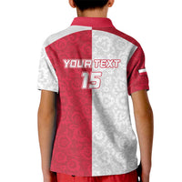Custom Poland Football Kid Polo Shirt White-Reds Floral Polish Pattern - Wonder Print Shop
