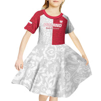 Custom Poland Football Kid Short Sleeve Dress White-Reds Floral Polish Pattern - Wonder Print Shop