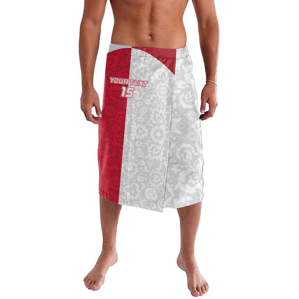 Custom Poland Football Lavalava White-Reds Floral Polish Pattern - Wonder Print Shop