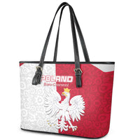 Poland Football Leather Tote Bag White-Reds Floral Polish Pattern - Wonder Print Shop