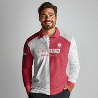 Custom Poland Football Long Sleeve Polo Shirt White-Reds Floral Polish Pattern - Wonder Print Shop