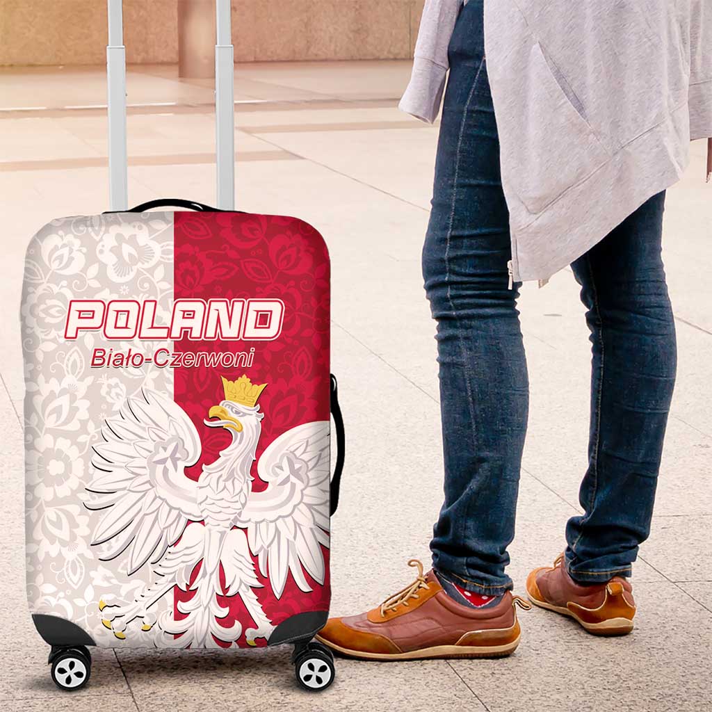 Poland Football Luggage Cover White-Reds Floral Polish Pattern - Wonder Print Shop