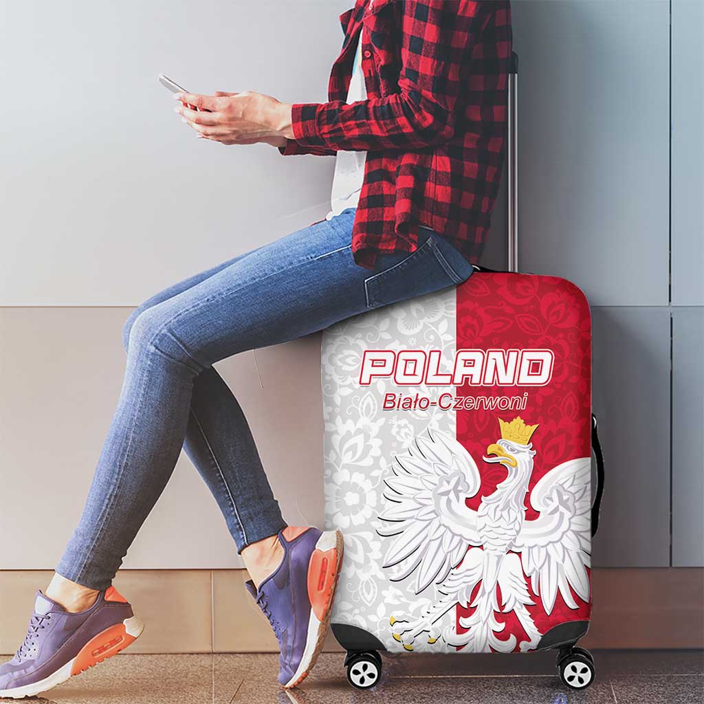 Poland Football Luggage Cover White-Reds Floral Polish Pattern - Wonder Print Shop