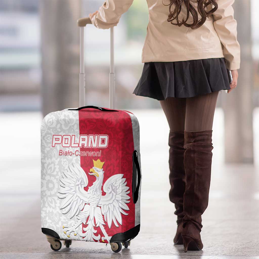 Poland Football Luggage Cover White-Reds Floral Polish Pattern - Wonder Print Shop
