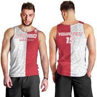 Custom Poland Football Men Tank Top White-Reds Floral Polish Pattern - Wonder Print Shop
