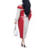 Custom Poland Football Off The Shoulder Long Sleeve Dress White-Reds Floral Polish Pattern - Wonder Print Shop