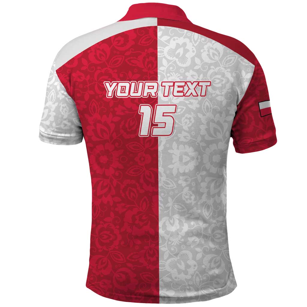 Custom Poland Football Polo Shirt White-Reds Floral Polish Pattern - Wonder Print Shop