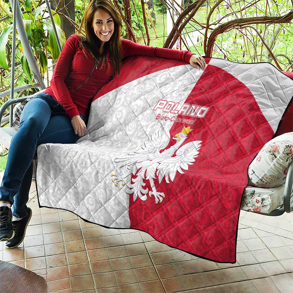 Poland Football Quilt White-Reds Floral Polish Pattern - Wonder Print Shop