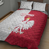 Poland Football Quilt Bed Set White-Reds Floral Polish Pattern - Wonder Print Shop