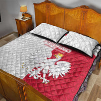 Poland Football Quilt Bed Set White-Reds Floral Polish Pattern - Wonder Print Shop