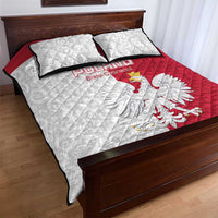 Poland Football Quilt Bed Set White-Reds Floral Polish Pattern - Wonder Print Shop