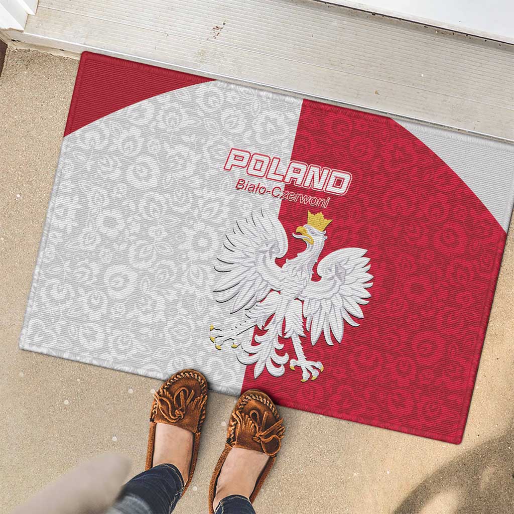 Poland Football Rubber Doormat White-Reds Floral Polish Pattern - Wonder Print Shop