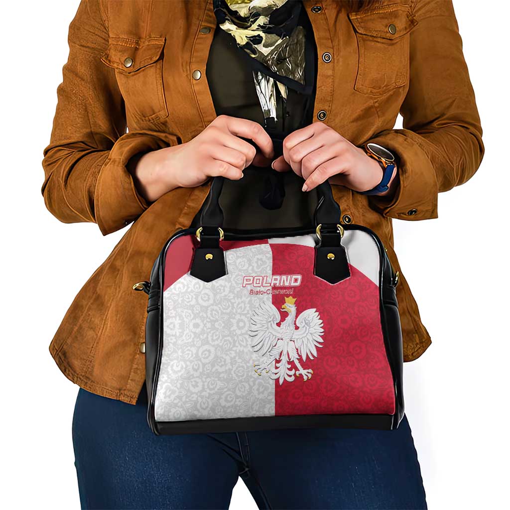 Poland Football Shoulder Handbag White-Reds Floral Polish Pattern - Wonder Print Shop