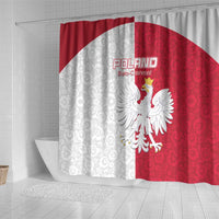 Poland Football Shower Curtain White-Reds Floral Polish Pattern - Wonder Print Shop