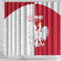 Poland Football Shower Curtain White-Reds Floral Polish Pattern - Wonder Print Shop