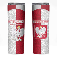 Custom Poland Football Skinny Tumbler White-Reds Floral Polish Pattern - Wonder Print Shop