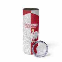 Custom Poland Football Skinny Tumbler White-Reds Floral Polish Pattern - Wonder Print Shop