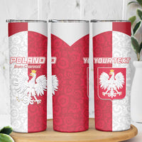 Custom Poland Football Skinny Tumbler White-Reds Floral Polish Pattern - Wonder Print Shop