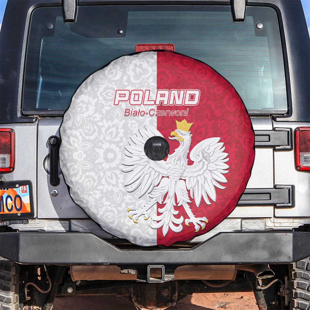 Poland Football Spare Tire Cover White-Reds Floral Polish Pattern - Wonder Print Shop