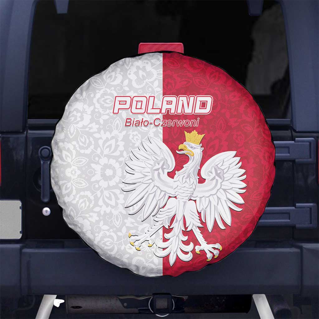 Poland Football Spare Tire Cover White-Reds Floral Polish Pattern - Wonder Print Shop