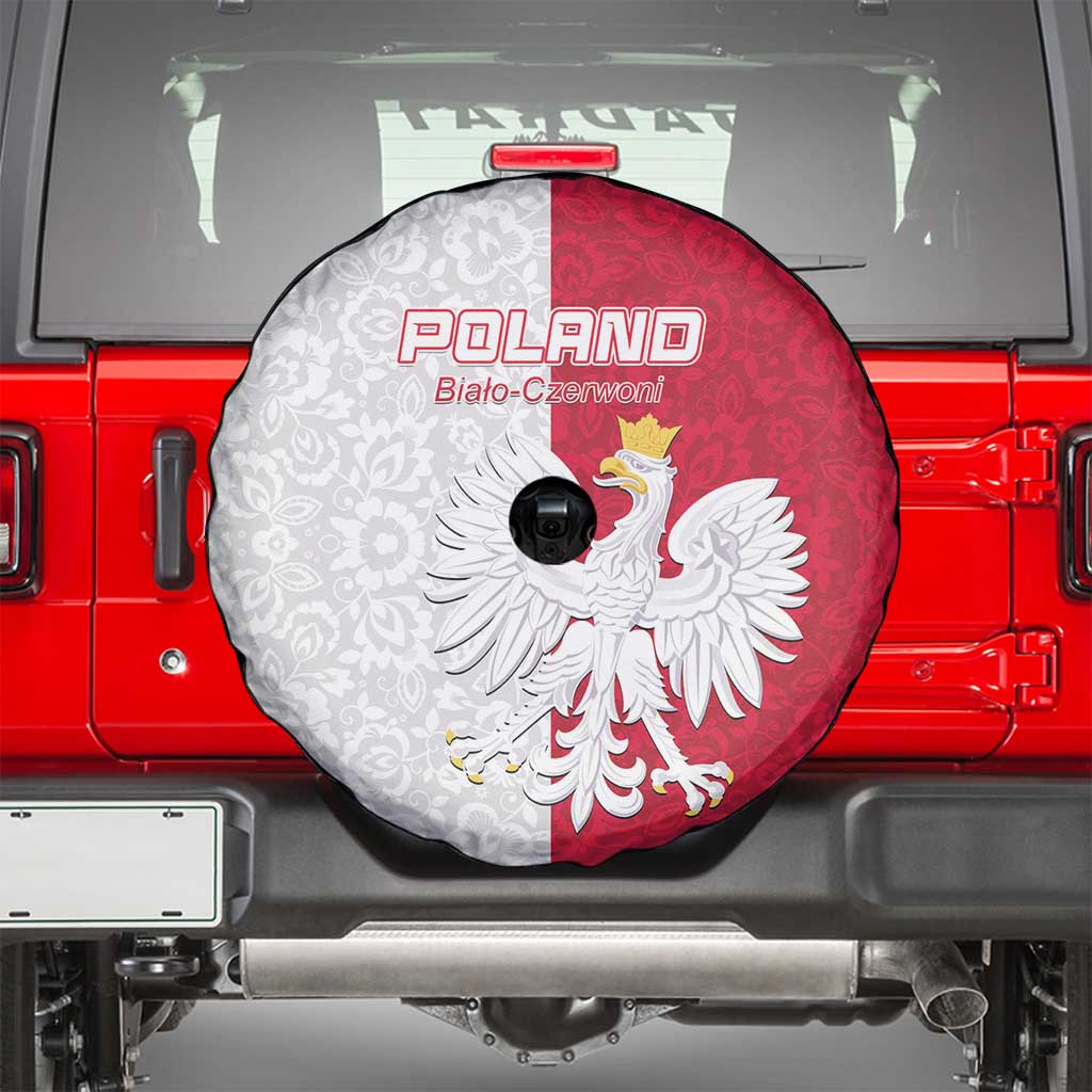 Poland Football Spare Tire Cover White-Reds Floral Polish Pattern - Wonder Print Shop