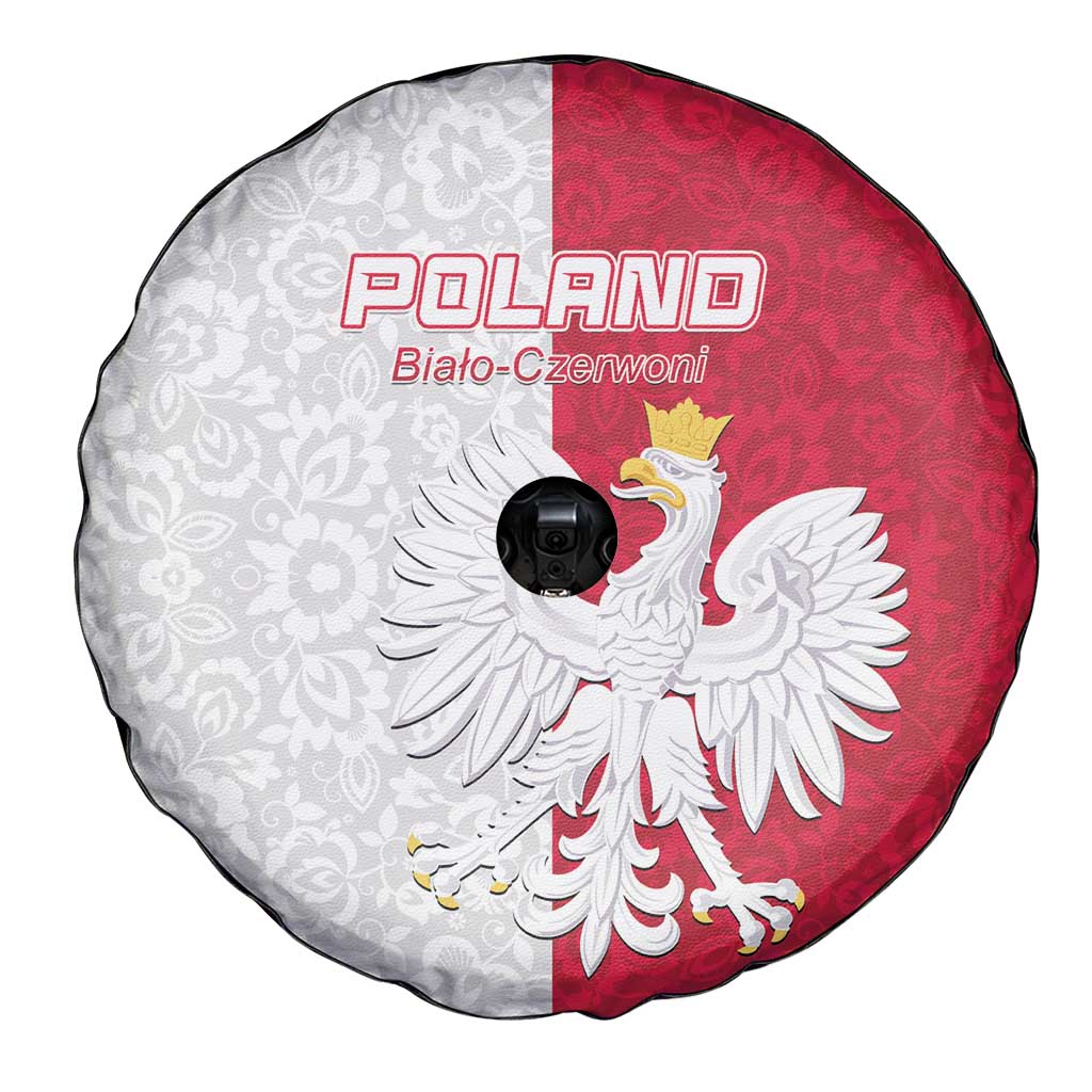 Poland Football Spare Tire Cover White-Reds Floral Polish Pattern - Wonder Print Shop