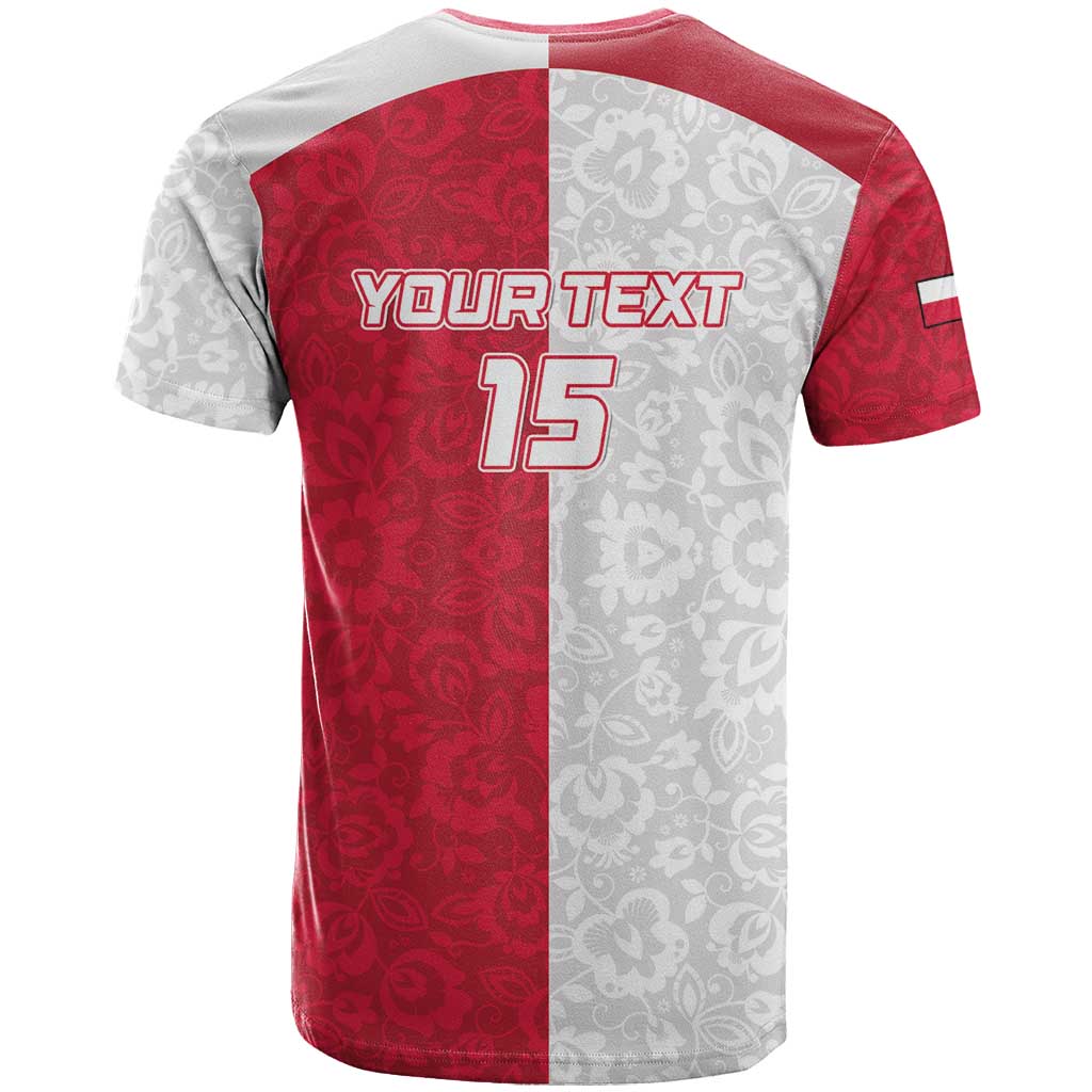 Custom Poland Football T Shirt White-Reds Floral Polish Pattern - Wonder Print Shop