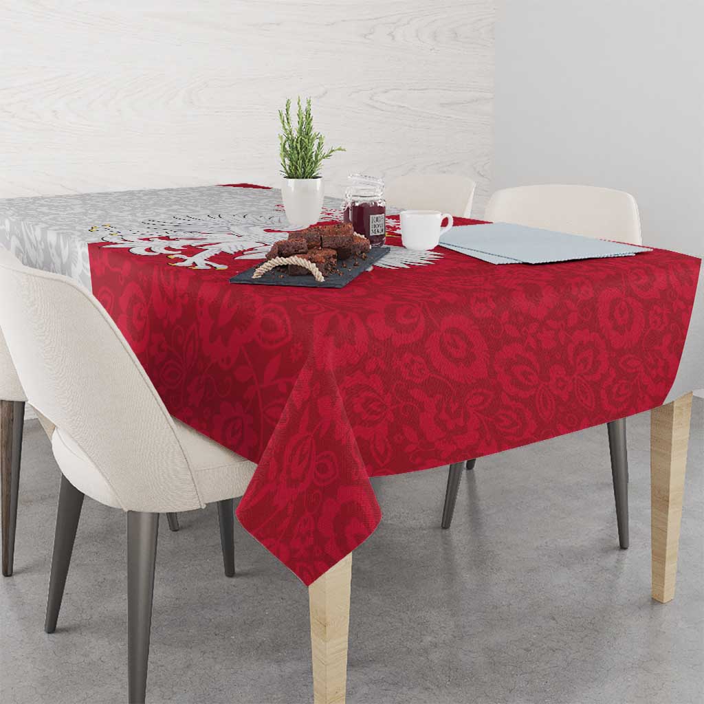 Poland Football Tablecloth White-Reds Floral Polish Pattern - Wonder Print Shop