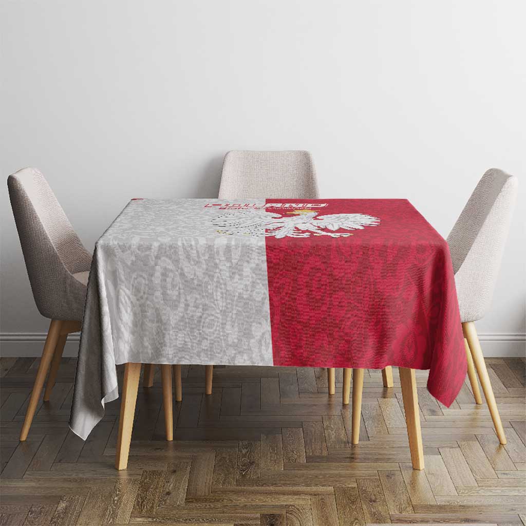 Poland Football Tablecloth White-Reds Floral Polish Pattern - Wonder Print Shop