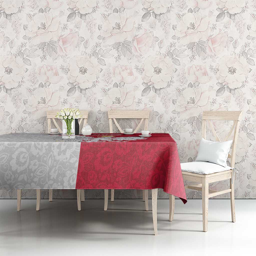 Poland Football Tablecloth White-Reds Floral Polish Pattern - Wonder Print Shop