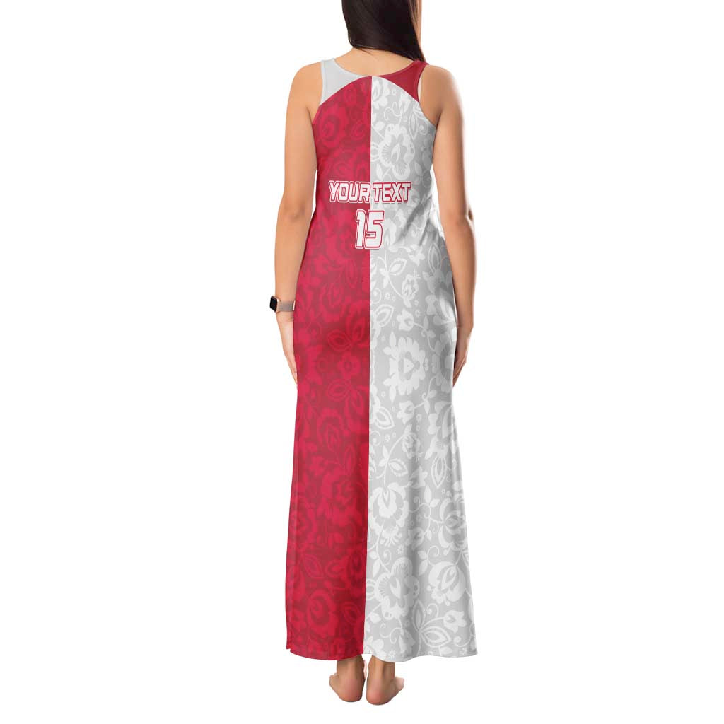 Custom Poland Football Tank Maxi Dress White-Reds Floral Polish Pattern - Wonder Print Shop