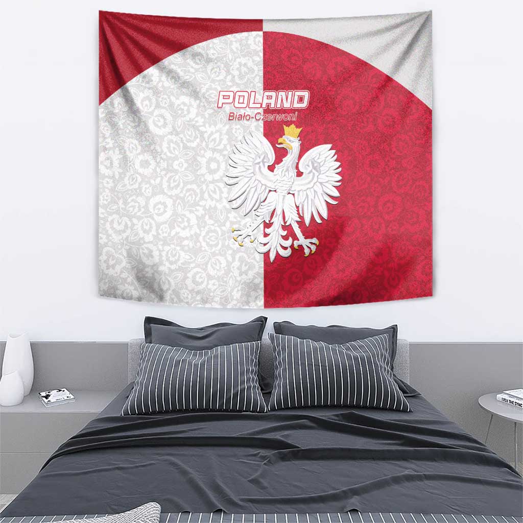 Poland Football Tapestry White-Reds Floral Polish Pattern - Wonder Print Shop