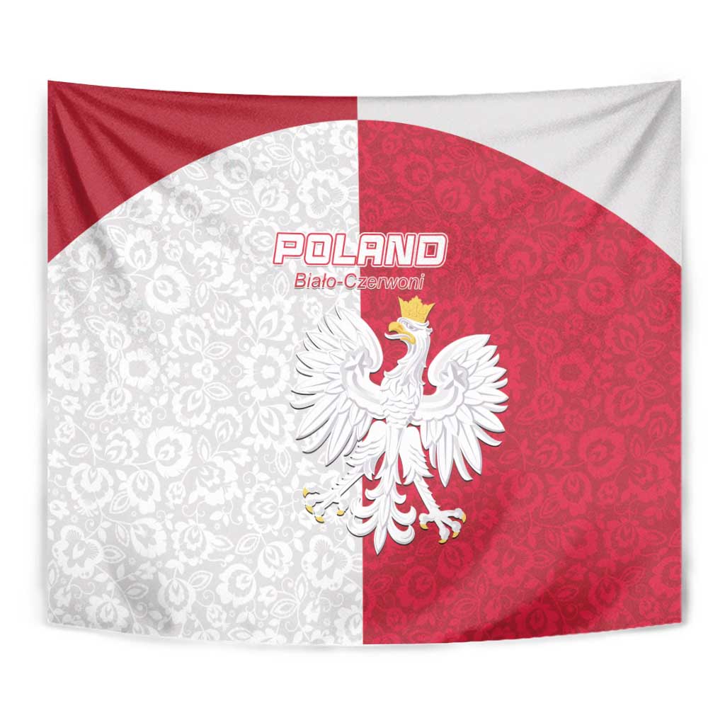 Poland Football Tapestry White-Reds Floral Polish Pattern - Wonder Print Shop