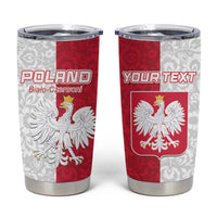 Custom Poland Football Tumbler Cup White-Reds Floral Polish Pattern - Wonder Print Shop